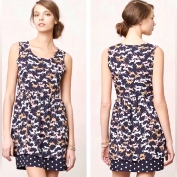 Anthropologie Porridge Petaluma Horses Polka Dot Dress - Picture 1 of 13